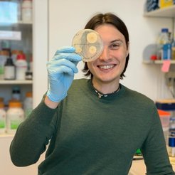 Ermanno working in the lab of Melanie McDowell on membrane protein biogenesis